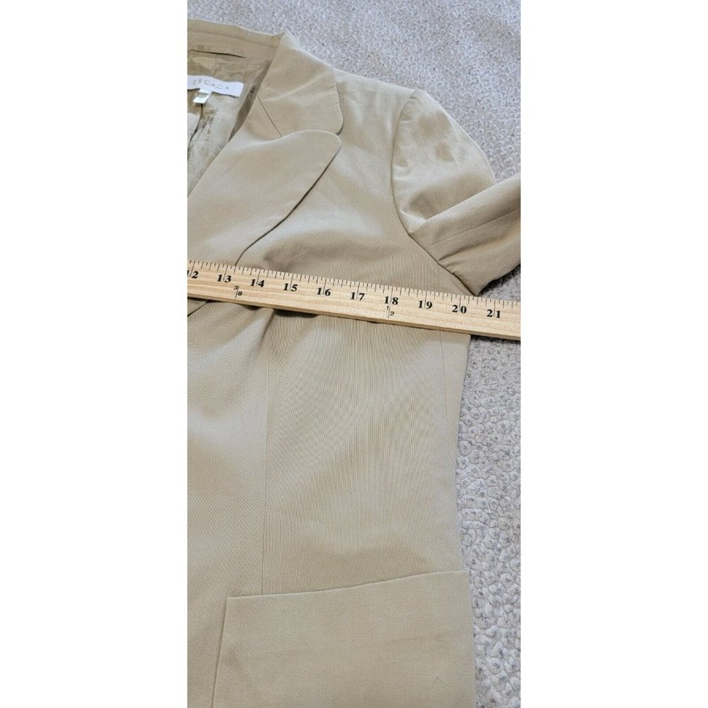 Escada Womens Beige Blazer Coat Long Sleeve Two Front Button w/ Pockets Size 44 - Picture 7 of 10